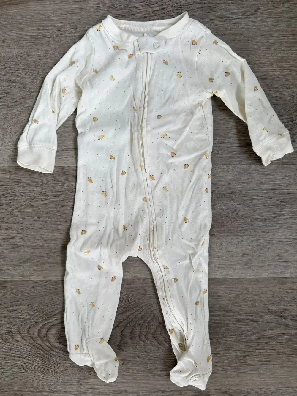 Carter's Baby Chick Print Zip Footed Sleeper Organic Cotton 9M Neutral Pajamas